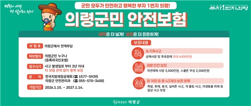의령군 '군민안전보험' 갱신…'땅 꺼짐' 사고 등 보장범위 확대