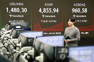 코스피, 미국발 삭풍에 하락해 4,850대…코스닥도 내려(종합)
