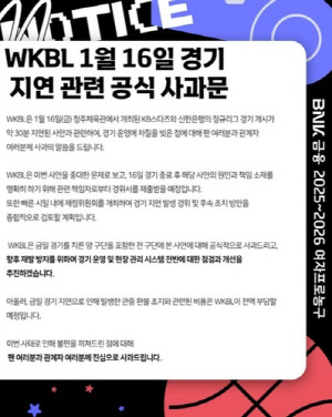 심판 미배정해 경기 지연시킨 WKBL 경기운영본부장, 1개월 자격정지