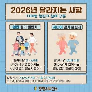 [광명소식] 2월부터 '어르신 전용 걷기 챌린지' 운영