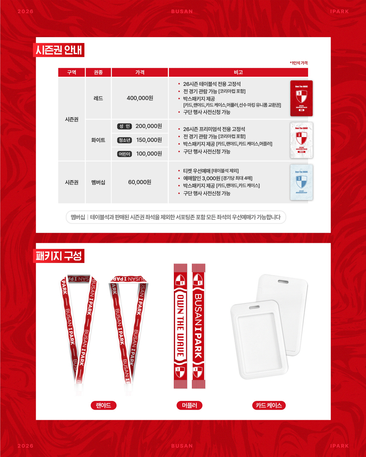 '싹 바꿨어요' 부산 아이파크, 2026시즌 시즌권·멤버십 출시…선예매권…