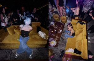 '뼈말라' 48세 하지원, 'MZ 항공샷' 완벽 소화..혼자 튀는 파티퀸