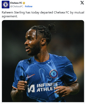 [오피셜]'충격! 손흥민급이었는데…' '펩의 황태자'→'전력 외 폭탄조 훈련' 찬밥 신세 전락! 스털링, 첼시에서 FA 방출당했다