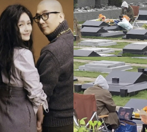 폭우 속 묘지 찾은 구준엽 