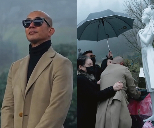 강원래 업고 故서희원 묘지 간 구준엽..."숨죽여 펑펑 울어"