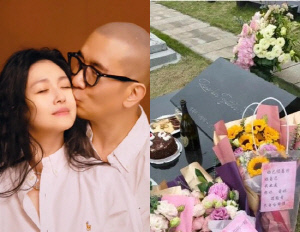 구준엽, 결혼 4주년에도 그 자리…故 서희원 묘역에 케이크·와인 놓고 추모