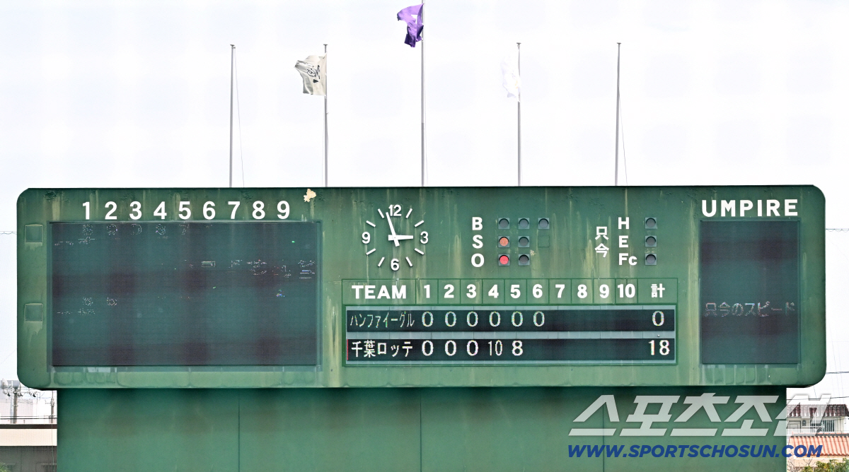 '3볼→위기 삭제' 김서현 무실점은 위안, 지바 롯데전 0-18 대패한 …