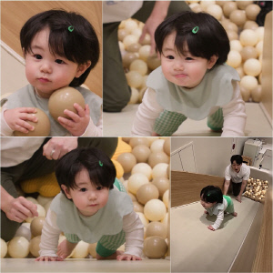 '심형탁子'하루, 입술 앙 물고…거침없이 미끄럼틀 등반 도전('슈돌')