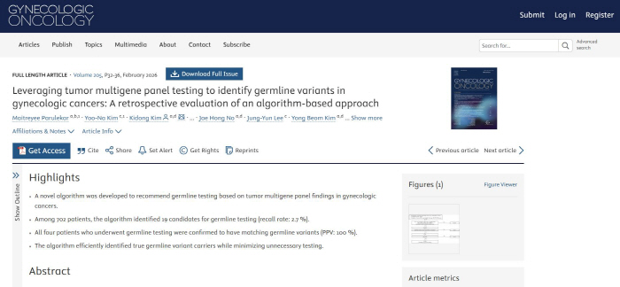유전성 부인암 환자 선별 알고리즘 개발…"양성 예측도 100%"