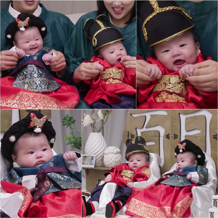 손민수♥임라라, 누가 개그맨 부부 아니랄까 봐…쌍둥이 100일 콘셉트 사…