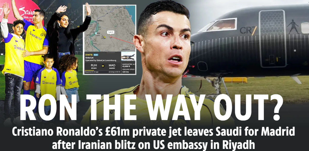 호날두 美 대사관 폭격 사우디 대탈출? 1200억 호화 전용기 스페인 도…