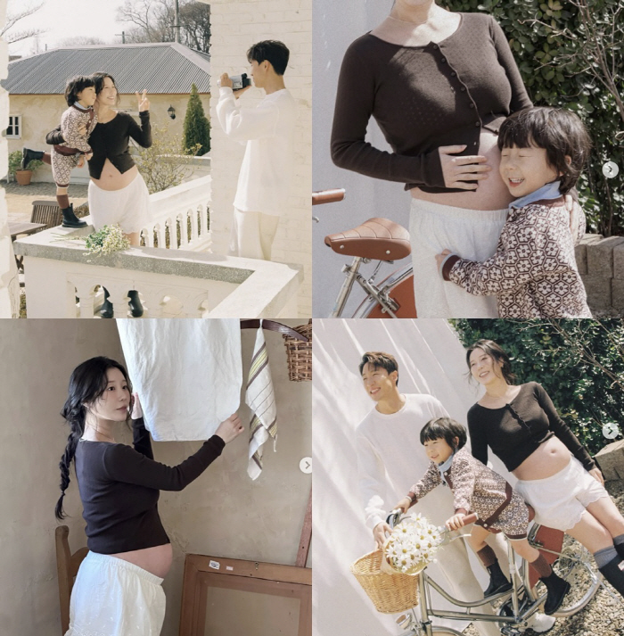 '둘째 임신' 나비, 임부복 벗고 '크롭 상의'..만삭 D라인 '파격'