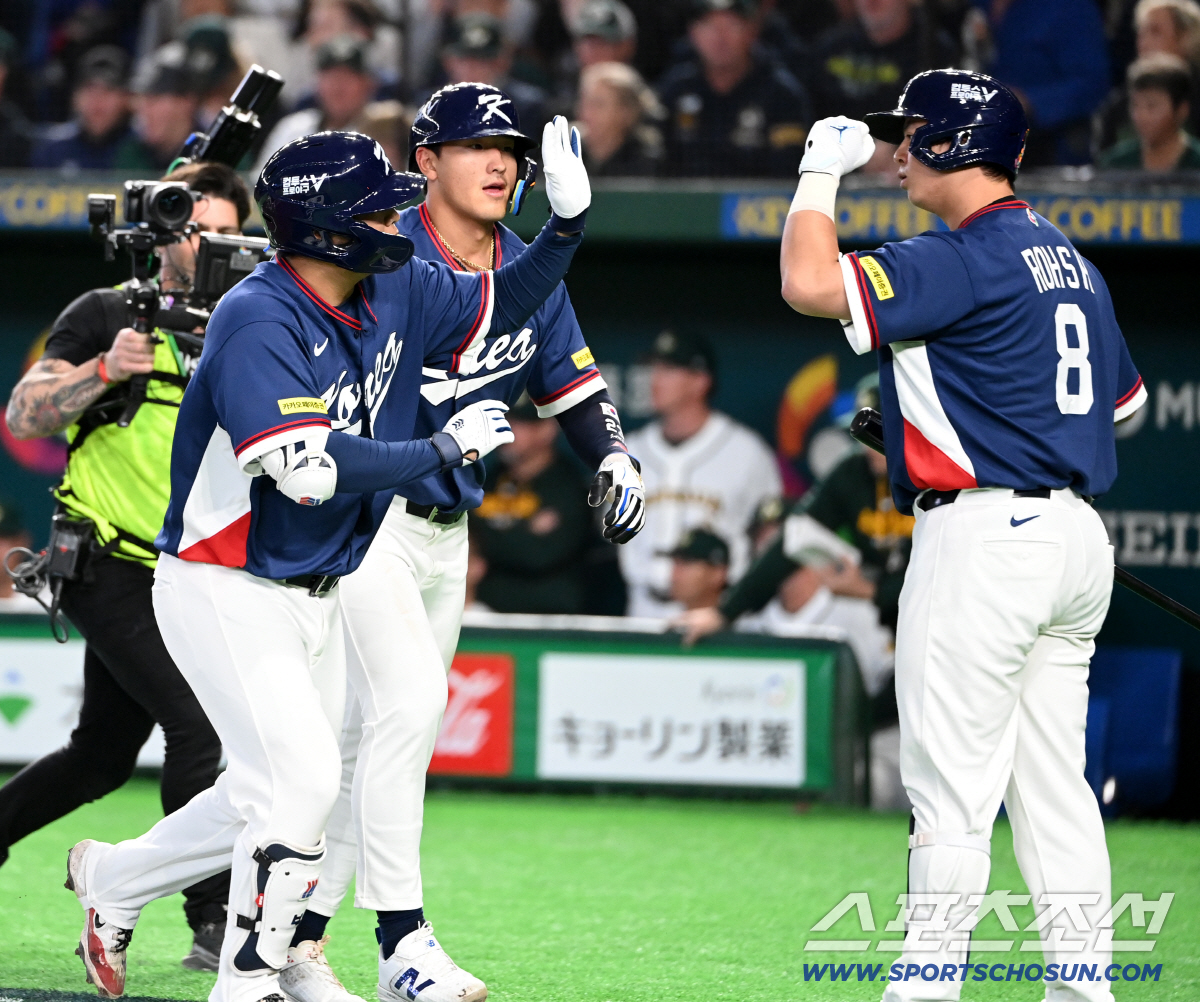 "할 수 있다,할 수 있다" '와 문보경 선취 투런포!' 한국, 3점 더…