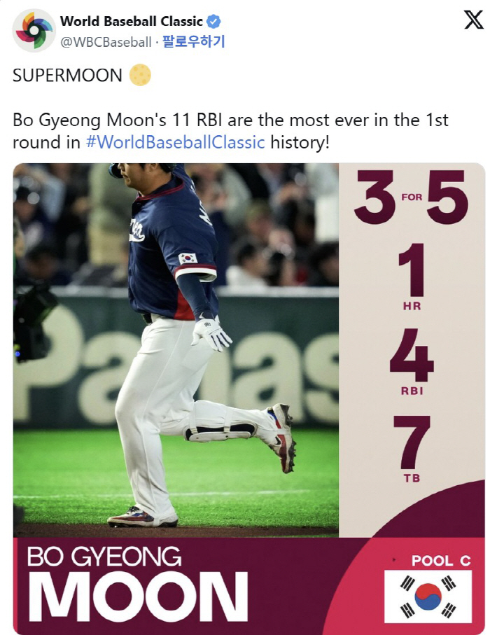 '고맙습니다. 정말 고맙습니다' 문보물 → 슈퍼문 → '야구의神'…"가자…