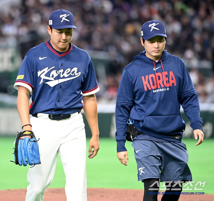 '열흘 쉬면 돼' 잘 멈춰서 이겼고 큰 부상도 막았다. 호주전 1이닝 강판 손주영 정밀진단. 팔꿈치 회내근 염증 및 부종 발견