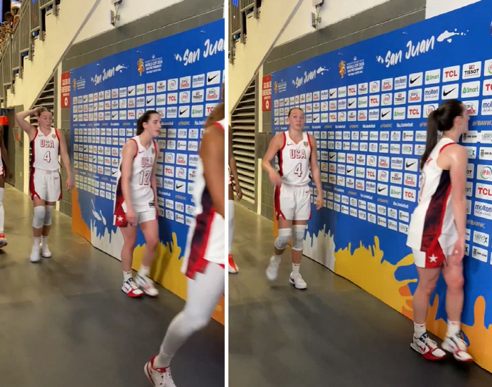 경기 후 벽에 얼굴 붙이고 이동하는 농구선수, 팬들 당황