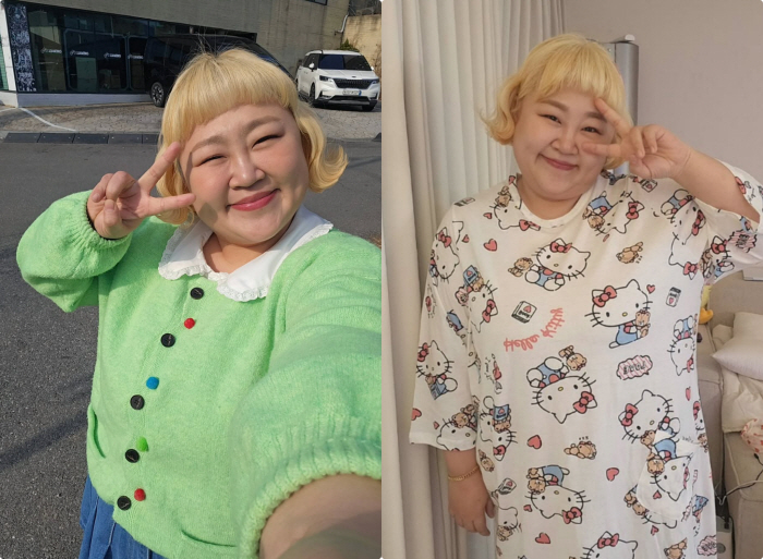 '김민기♥' 홍윤화, 40kg 감량하더니..과감한 잠옷 차림, 홀쭉 비주얼 '눈길'
