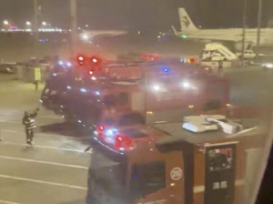 착륙 직후 여객기 승객 휴대폰 화재…