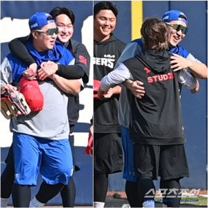 이렇게 그리웠나? 최형우 등장에 KIA 선수단 '우르르'...호랑이 후배들과 뭉클한 재회[대구 현장]