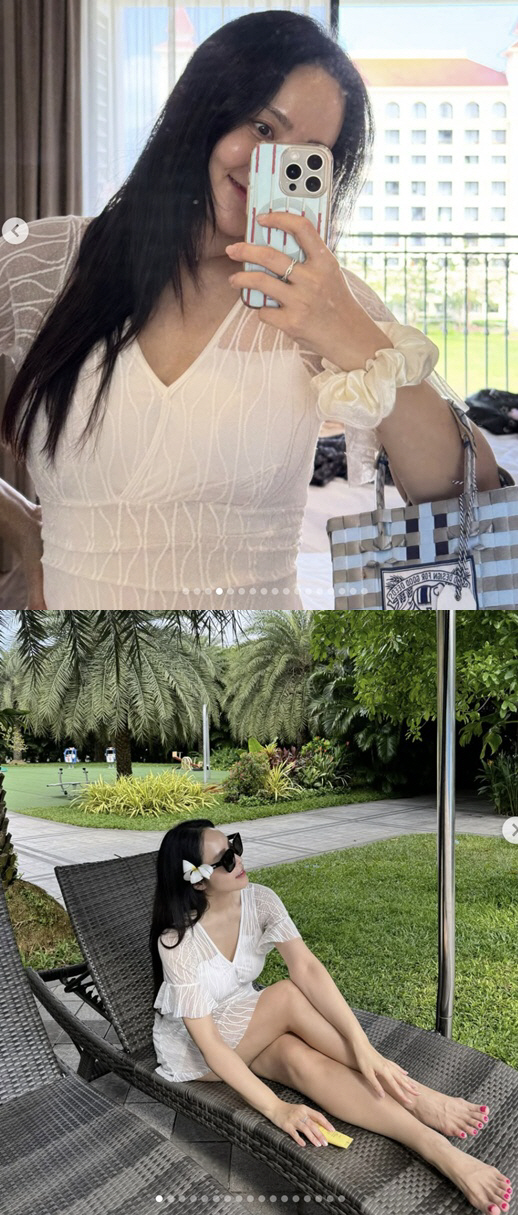 '55kg' 박지윤, 시스루 수영복 자태 '깜짝'..늘씬 몸매에 감탄