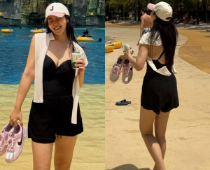 '최동석과 이혼' 박지윤, 뻥 뚫린 수영복..55kg 완벽 몸매