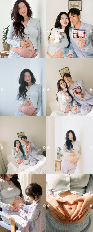 '조성환♥' 나비, D라인 노출 '만삭화보'..늘씬한데 배만 볼록