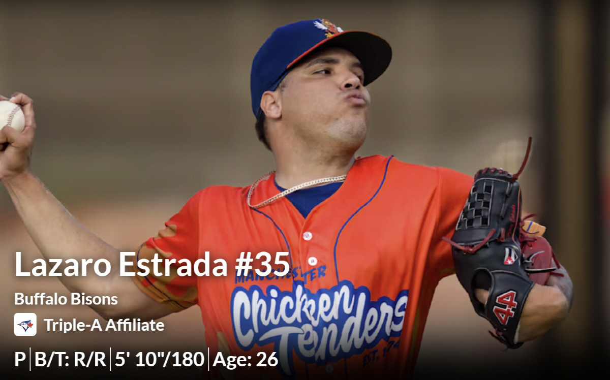 토론토가 불러올린 트리플A 투수 라자로 에스트라다. 사진=MiLB.com 캡처