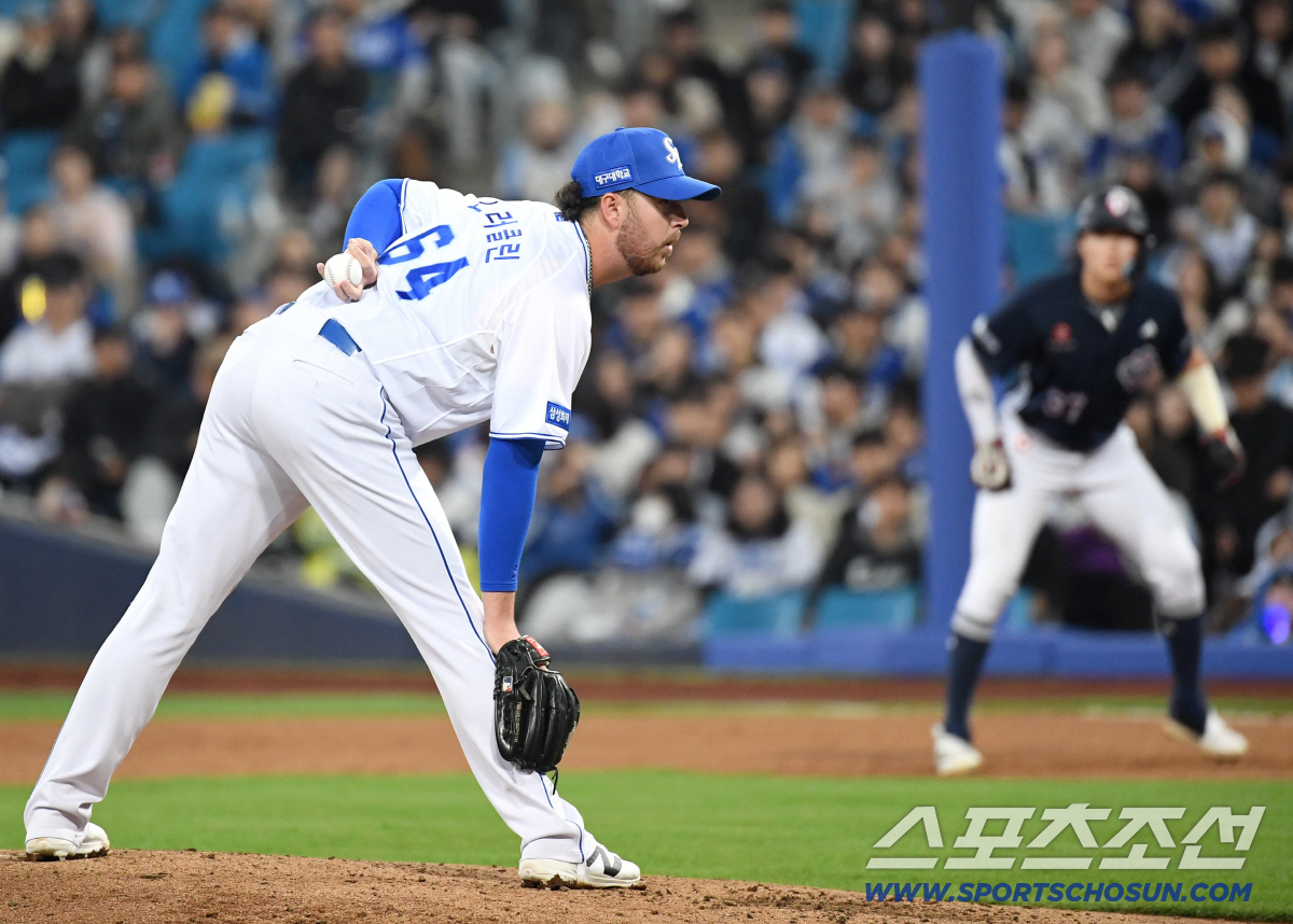 31일 대구 삼성라이온즈파크에서 열린 삼성과 두산의 경기. 투구를 준비하고 있는 삼성 오러클린. 대구=송정헌 기자songs@sportschosun.com/2026.03.31/
