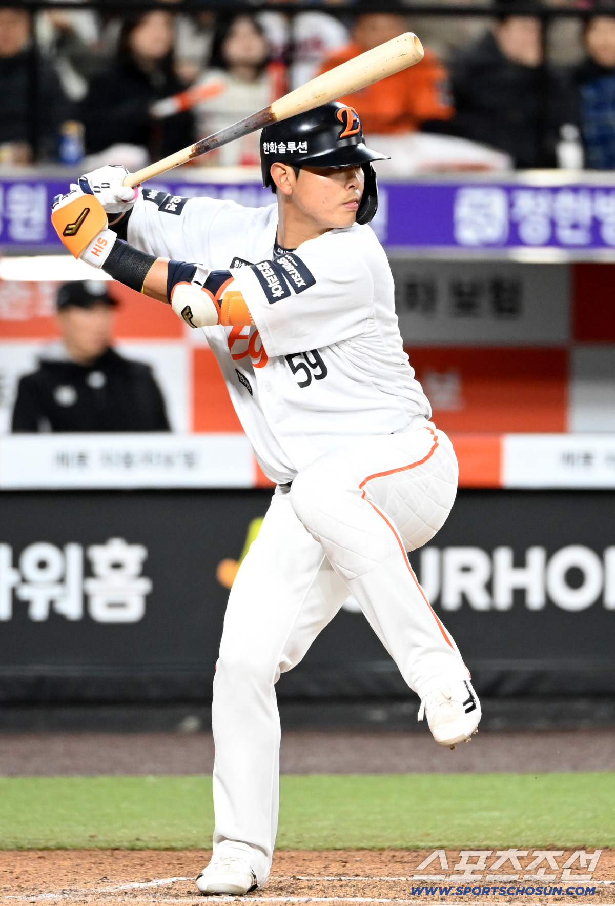 31일 대전한화생명볼파크에서 열린 KT와 한화의 경기. 한화 허인서가 타격을 하고 있다. 대전=허상욱 기자wook@sportschosun.com/2026.03.31/