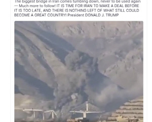 미군, 트럼프 '석기시대' 위협 직후 테헤란 인근 대형교량 폭격