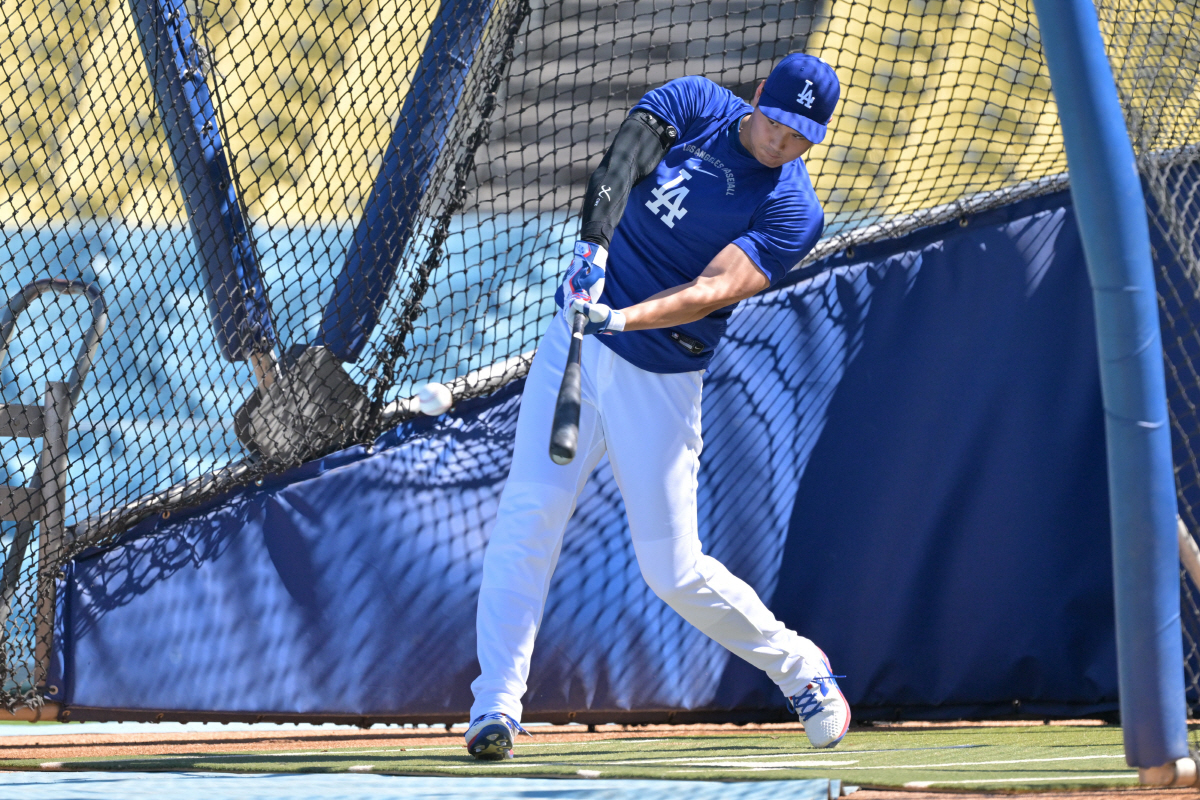 오타니 쇼헤이가 이날 이례적으로 경기 전 필드에서 타격훈련을 실시했다. Imagn Images연합뉴스