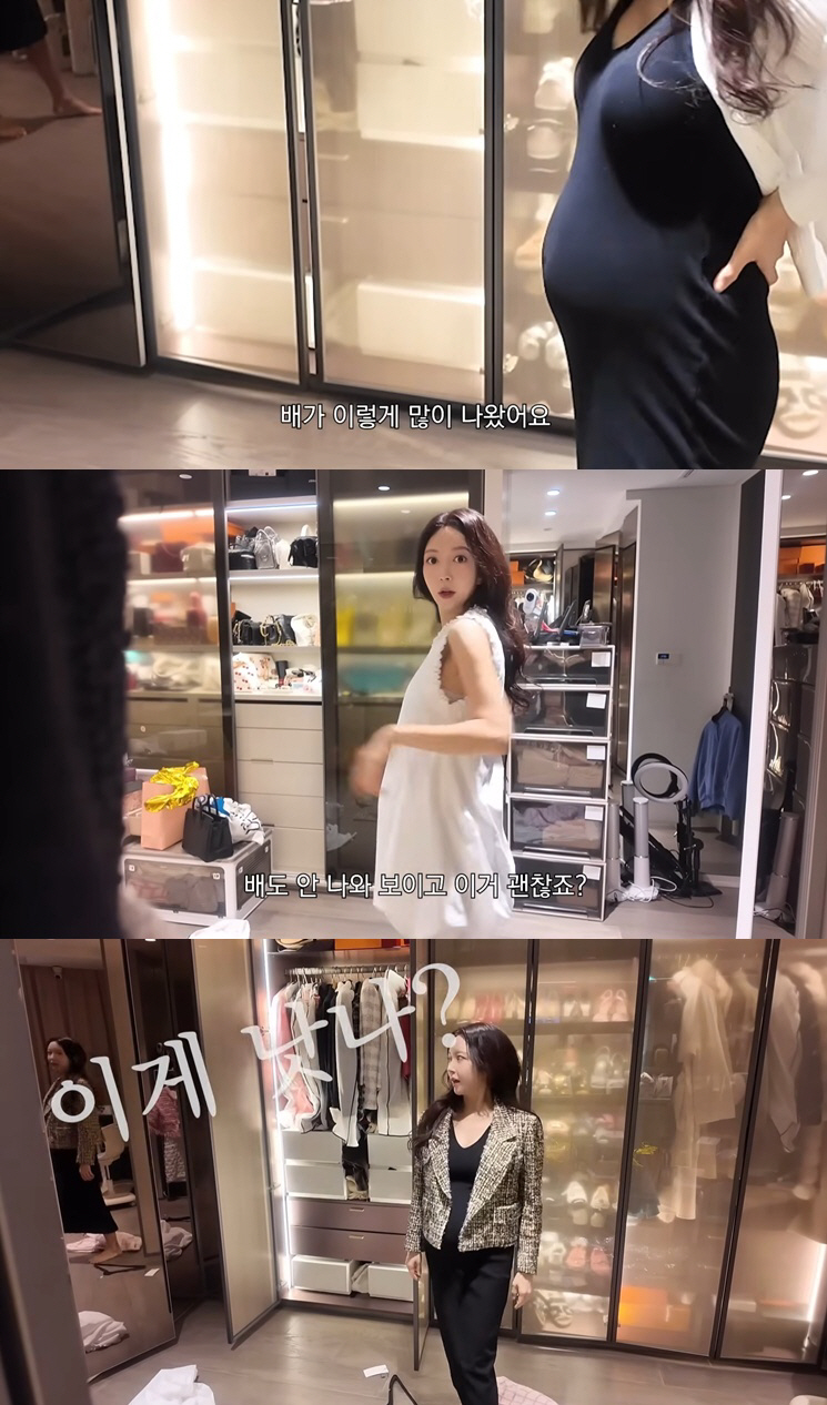 '이필립♥' 박현선, 셋째 임신 D라인 '어마어마'.."상의 안 잠겨"