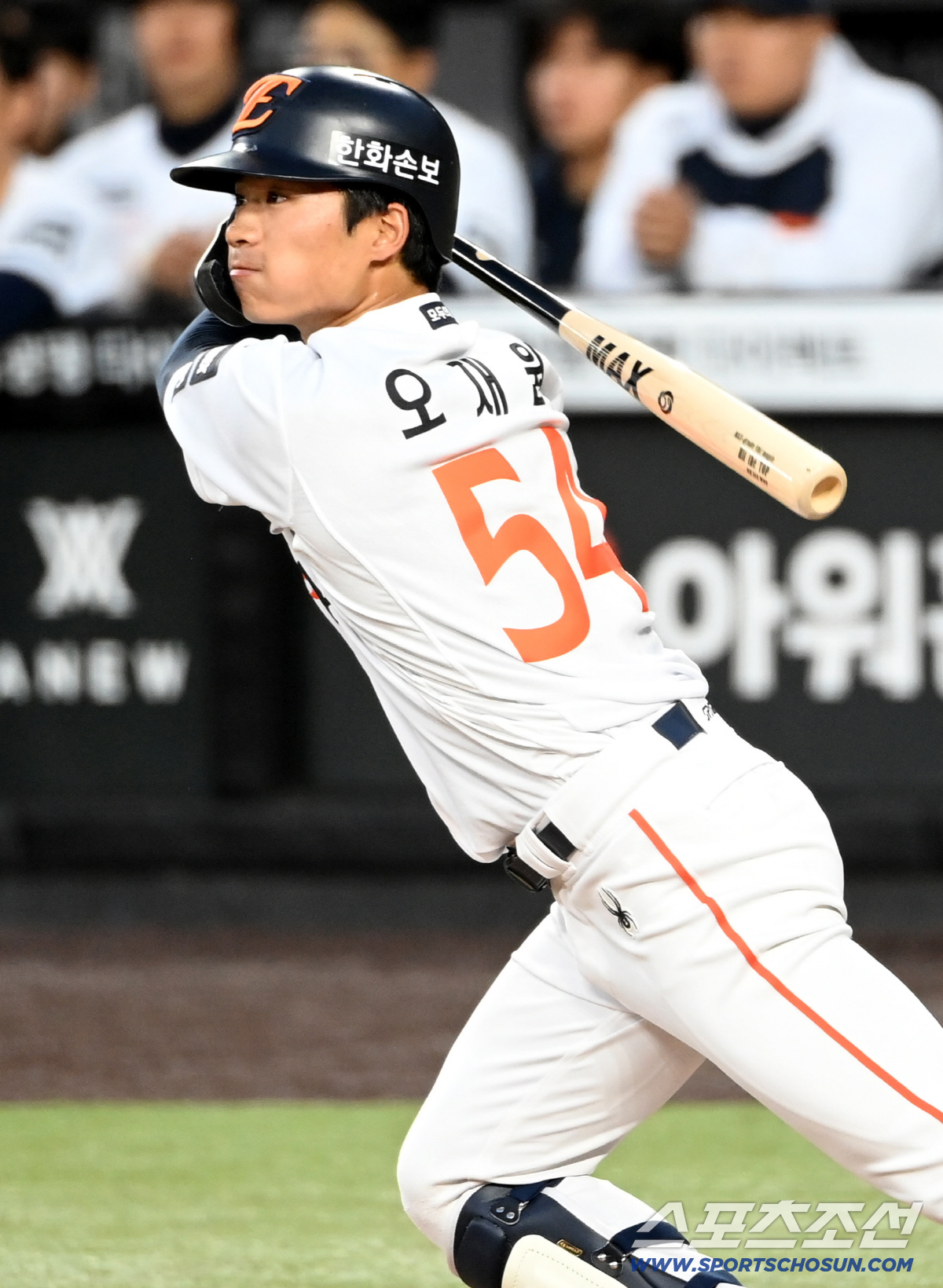 31일 대전한화생명볼파크에서 열린 KT와 한화의 경기. 1회말 한화 오재원이 안타를 치고 있다. 대전=허상욱 기자wook@sportschosun.com/2026.03.31/