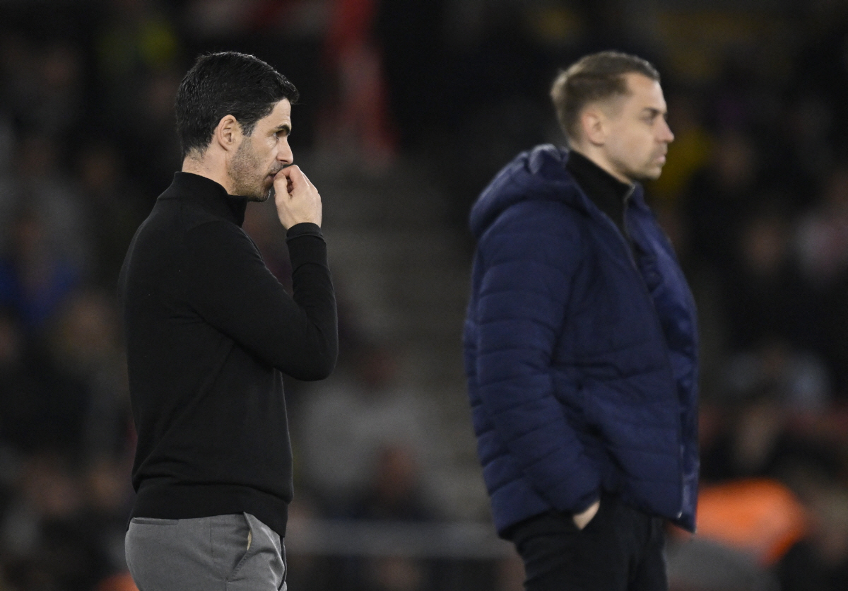 Soccer Football - FA Cup - Quarter Final - Southampton v Arsenal - St Mary's Stadium, Southampton, Britain - April 4, 2026 Arsenal manager Mikel Arteta reacts REUTERS/Tony O Brien