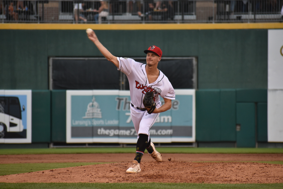 애틀레틱스 산하 마이너리그 싱글A팀 랜싱 러그너츠 시절 잭 쿠싱. 사진=랜싱 러그너츠 SNS