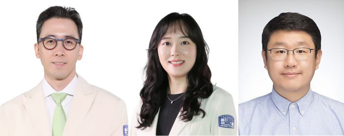 (왼쪽부터)서울성모병원 내분비내과 이승환(공동교신저자)·유진(제1저자) 교수, 숭실대학교 한경도 교수(공동교신저자)
