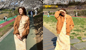 강소라, 벚꽃 나들이 중 드러낸 ‘쇄골 라인’…여리 실루엣 “애 둘 엄마 맞아?”