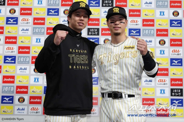 승리의 두 주역 사이키와 사토. 사이키는 8이닝 16탈삼진 3실점을 기록했고, 사토는 4타점을 올렸다. 사진캡처=한신 타이거즈 SNS