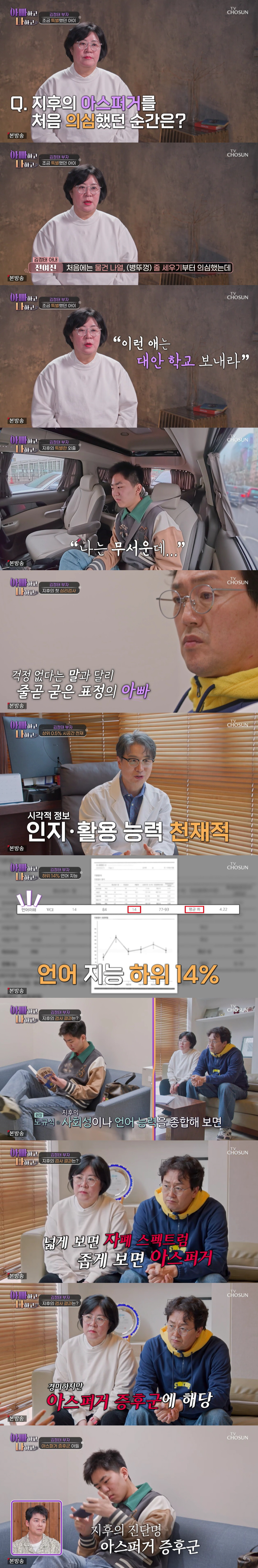 김정태 子 야꿍이, 아스퍼거 증후군 공식 진단 "언어지능 하위 14%"(아빠하고)
