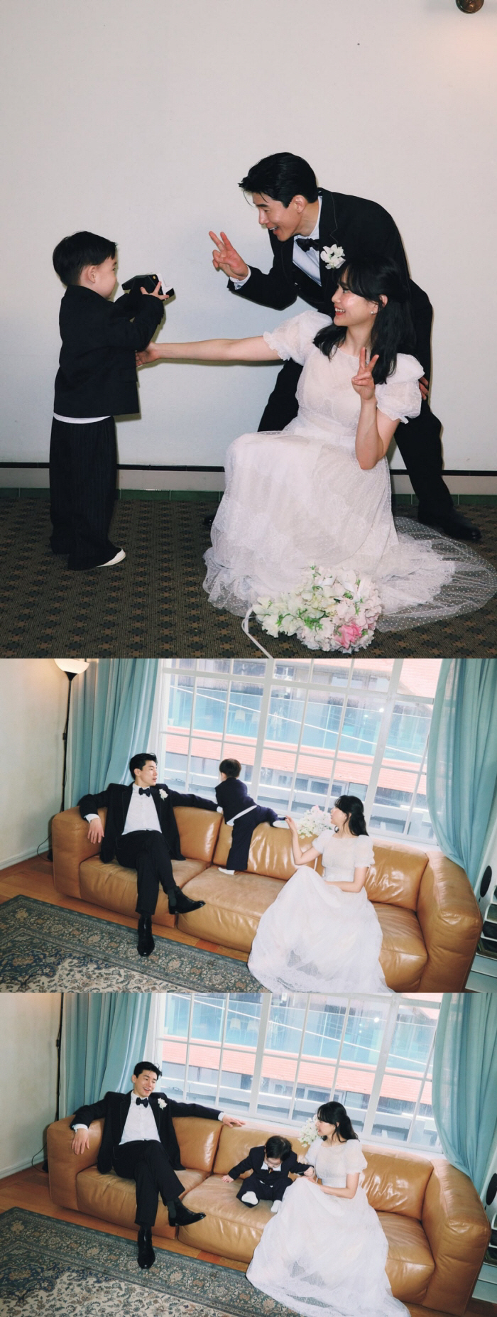 김무열♥윤승아, 결혼 11주년 기념 웨딩화보..子 얼굴 공개 "훌쩍 커버린 원"