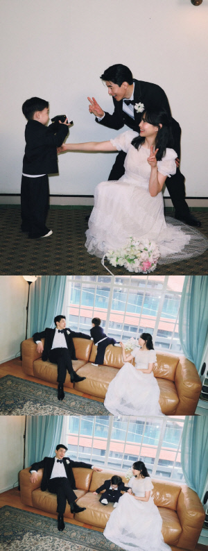 김무열♥윤승아, 결혼 11주년 기념 웨딩화보..子 얼굴 공개 