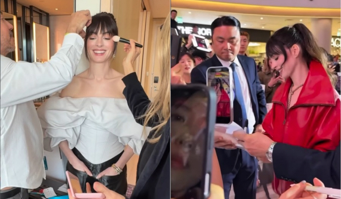 앤 해서웨이, 63빌딩 보고 런웨이 걷고…한국서 보낸 ‘풀코스 일정’