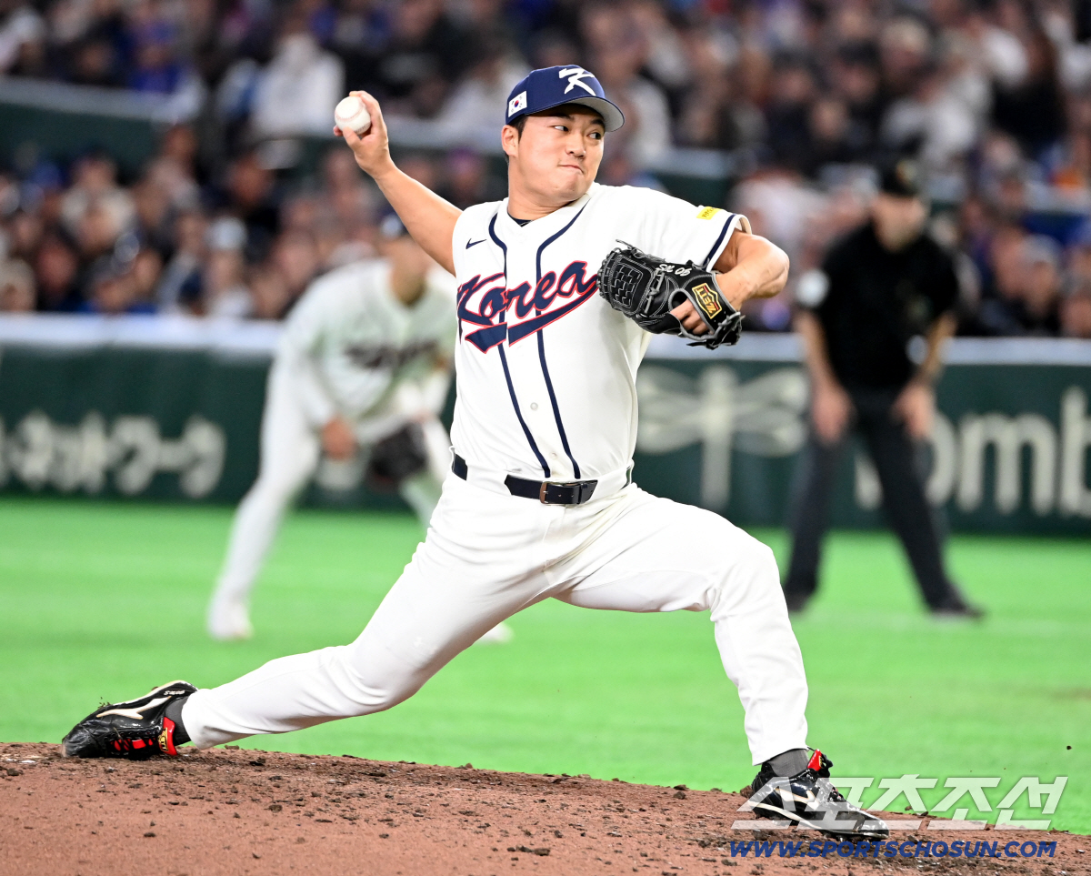 8일 일본 도쿄돔에서 열린 WBC(월드베이스볼클래식) 한국과 대만의 경기, 9회초 고우석이 역투하고 있다. 도쿄(일본)=허상욱 기자 wook@sportschosun.com/2026.03.08/