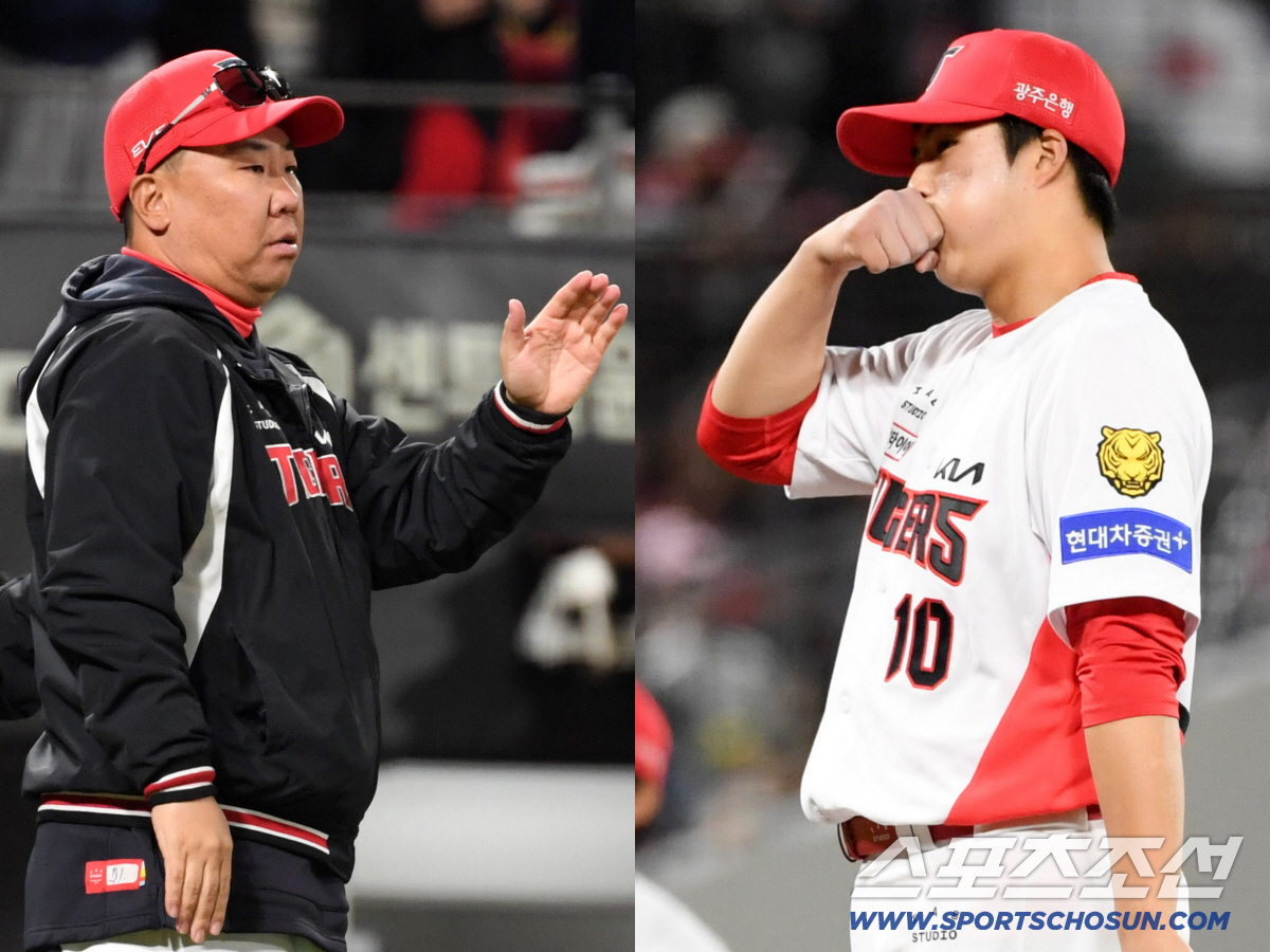 8일 광주 기아챔피언스필드에서 열린 KIA와 삼성의 경기. KIA 이범호 감독과 선발 김태형. 광주=박재만 기자 pjm@sportschosun.com/2026.04.08/