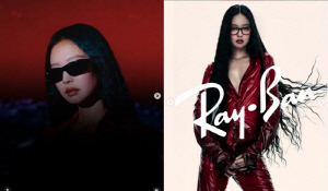 제니, 눈 가렸는데 더 강렬…레드 슈트 선글라스로 완성된 아우라