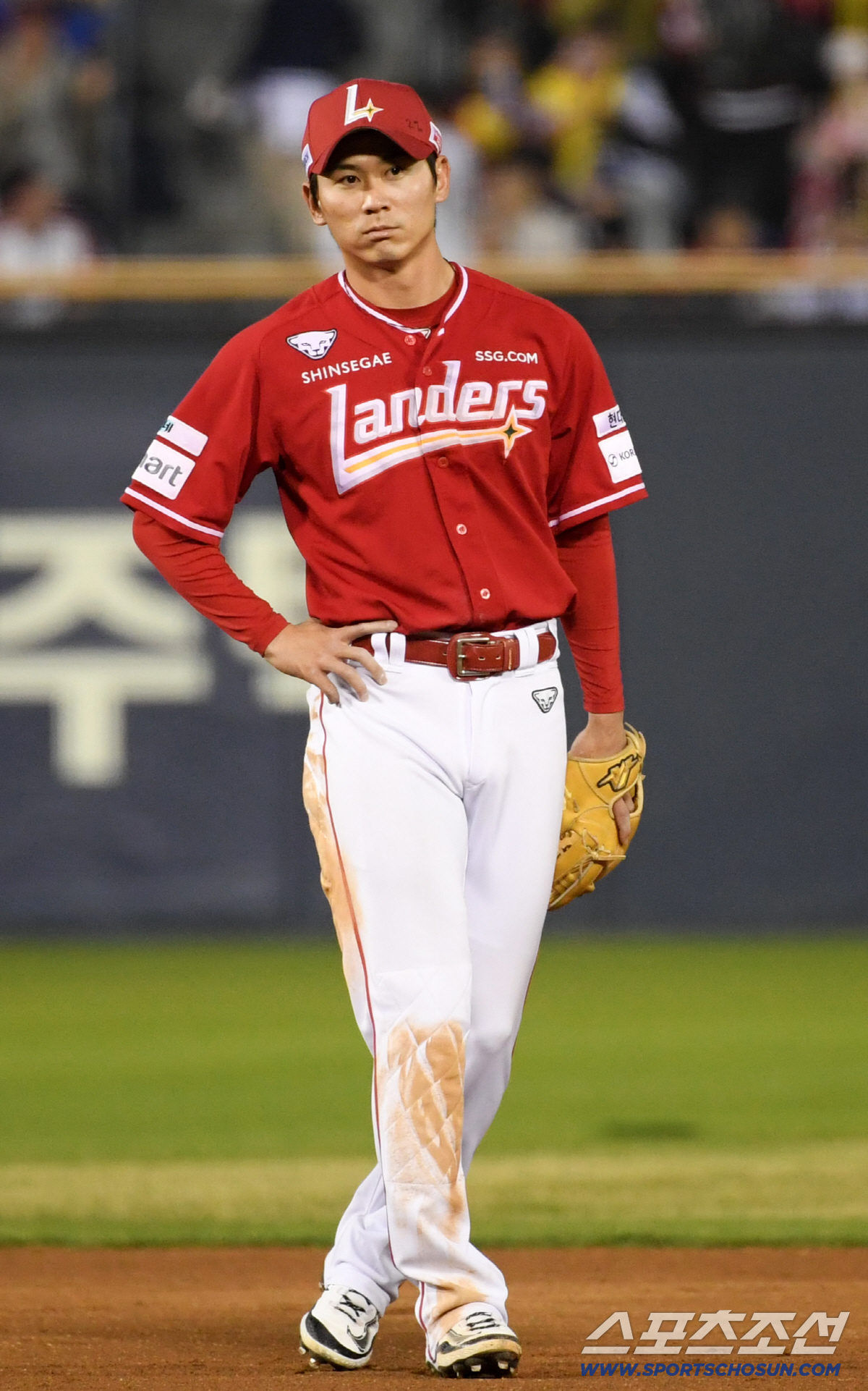 11일 잠실구장에서 열린 LG와 SSG의 경기. 2루수 안상현이 숨을 고르고 있다. 잠실=박재만 기자 pjm@sportschosun.com/2026.04.11/