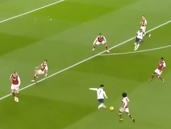 손흥민 아스널전 득점 장면. 중계화면 캡쳐