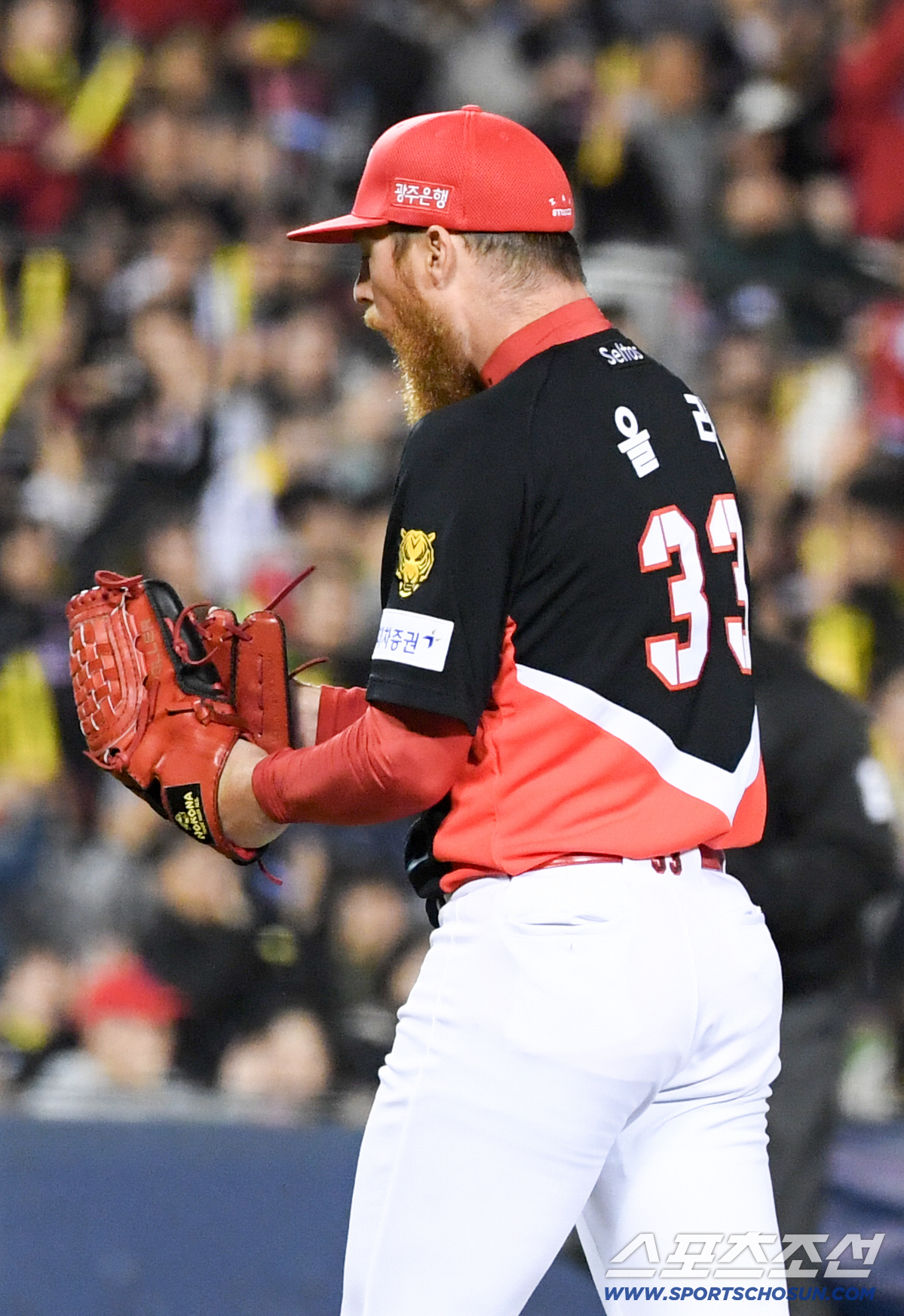 31일 잠실구장에서 열린 LG와 KIA의 경기. KIA 올러가 6이닝 무실점 호투를 펼친 뒤 환호하고 있다. 잠실=박재만 기자 pjm@sportschosun.com/2026.03.31/