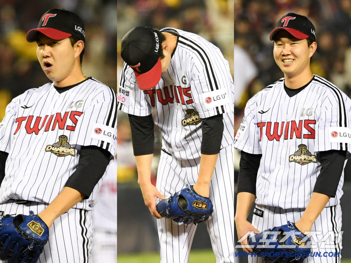 11일 잠실구장에서 열린 LG와 SSG의 경기. 1점 차 승리를 지킨 LG 유영찬이 안도의 한숨을 내쉬고 있다. 잠실=박재만 기자 pjm@sportschosun.com/2026.04.11/