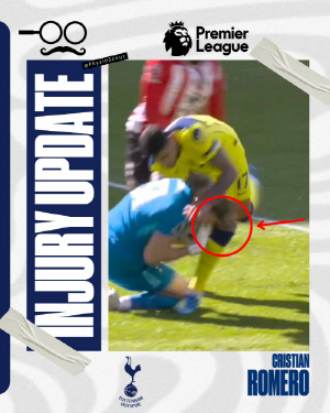 [오피셜]'닭똥 같은 눈물' 캡틴 로메로, 무릎 부상 '시즌 아웃' 현실화…결국 토트넘 강등 멍하니 지켜볼까→월드컵 출전도 '위태위태'